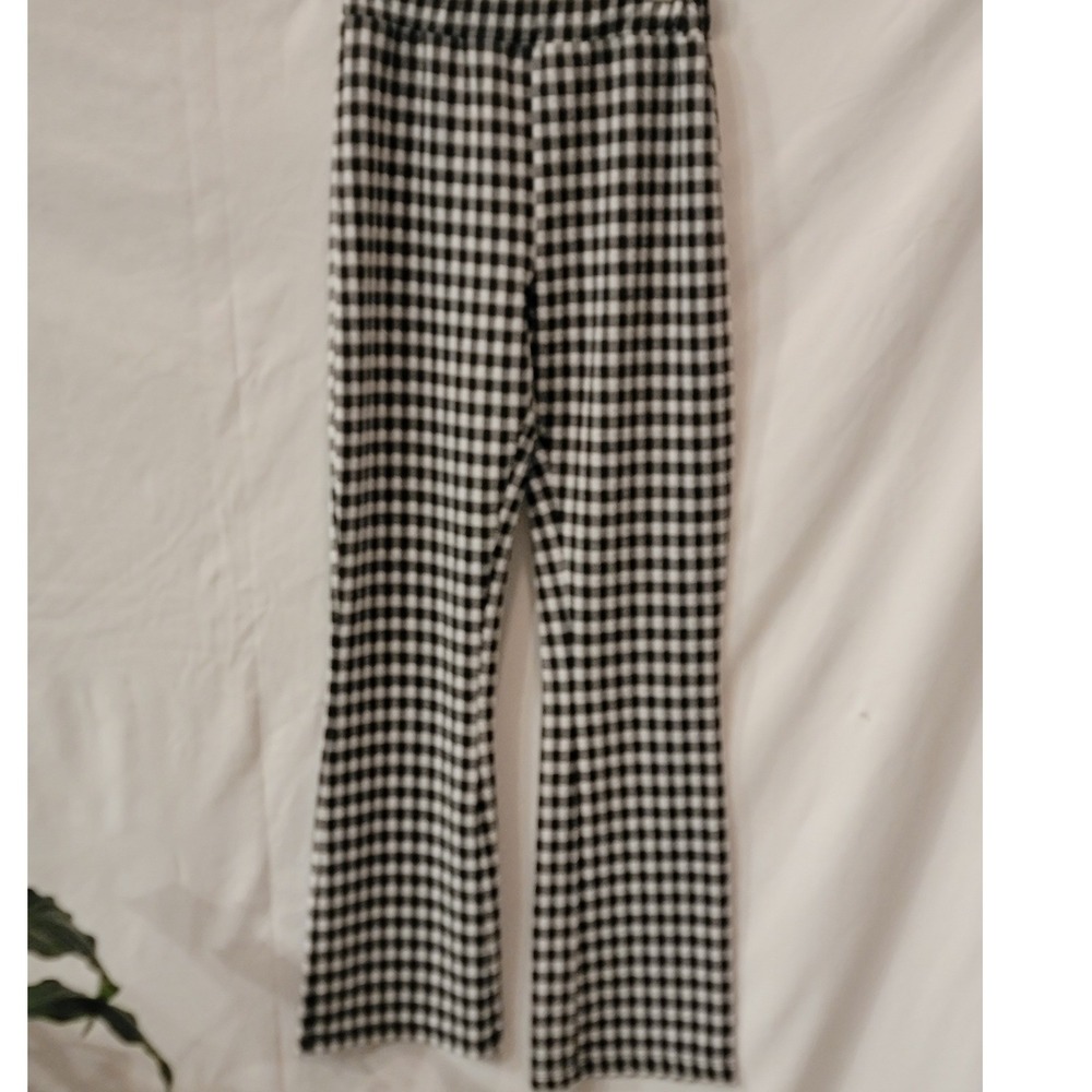 Urban Outfitters Gingham Flare Pants Black White High Waist Checkered S-P